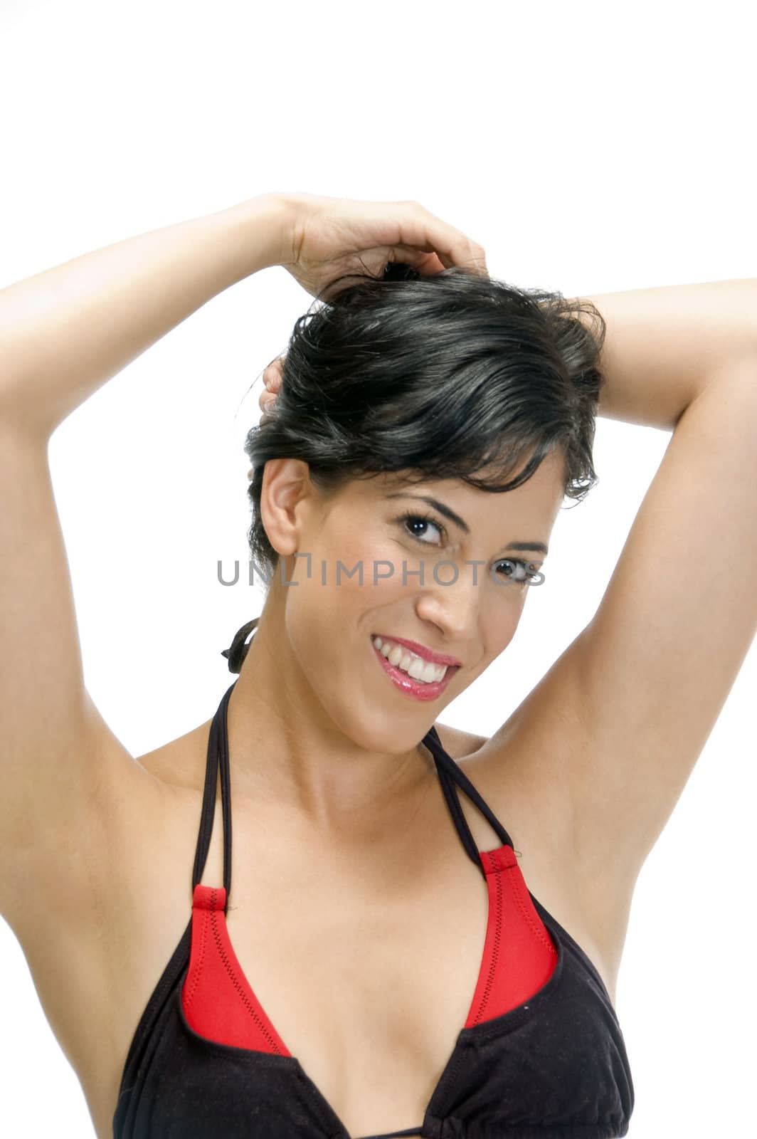 sexy woman in bikini on an isolated white background