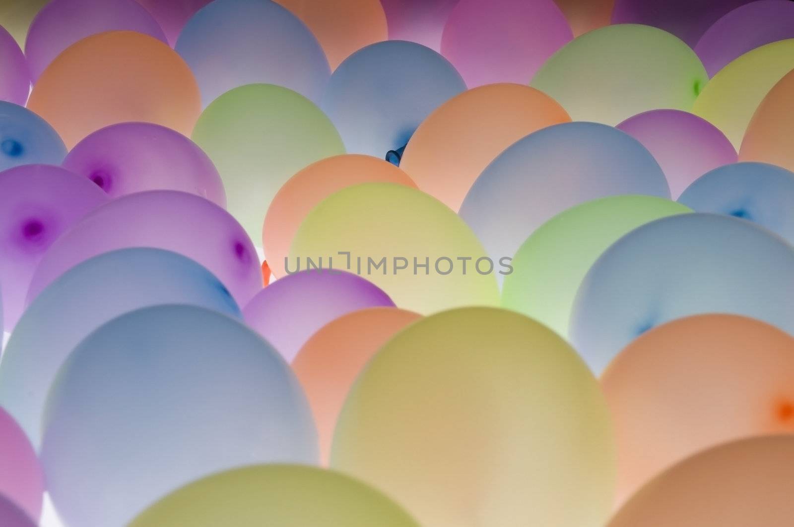 abstract background of colorful back lit balloons