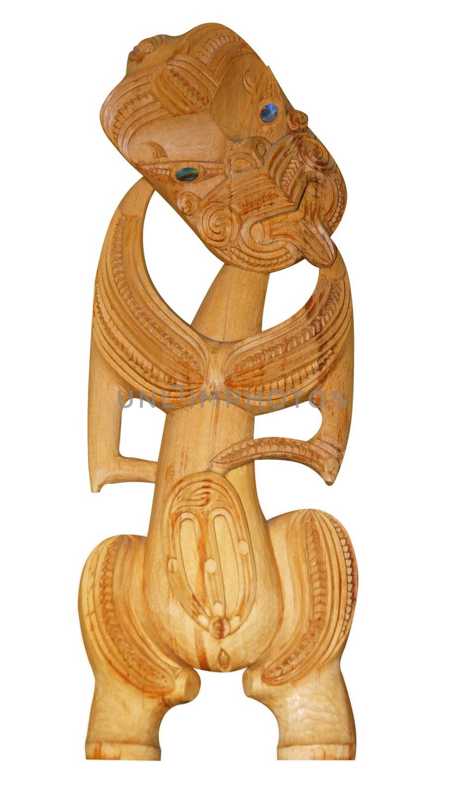 Traditional Maori Carving isolated with clipping path