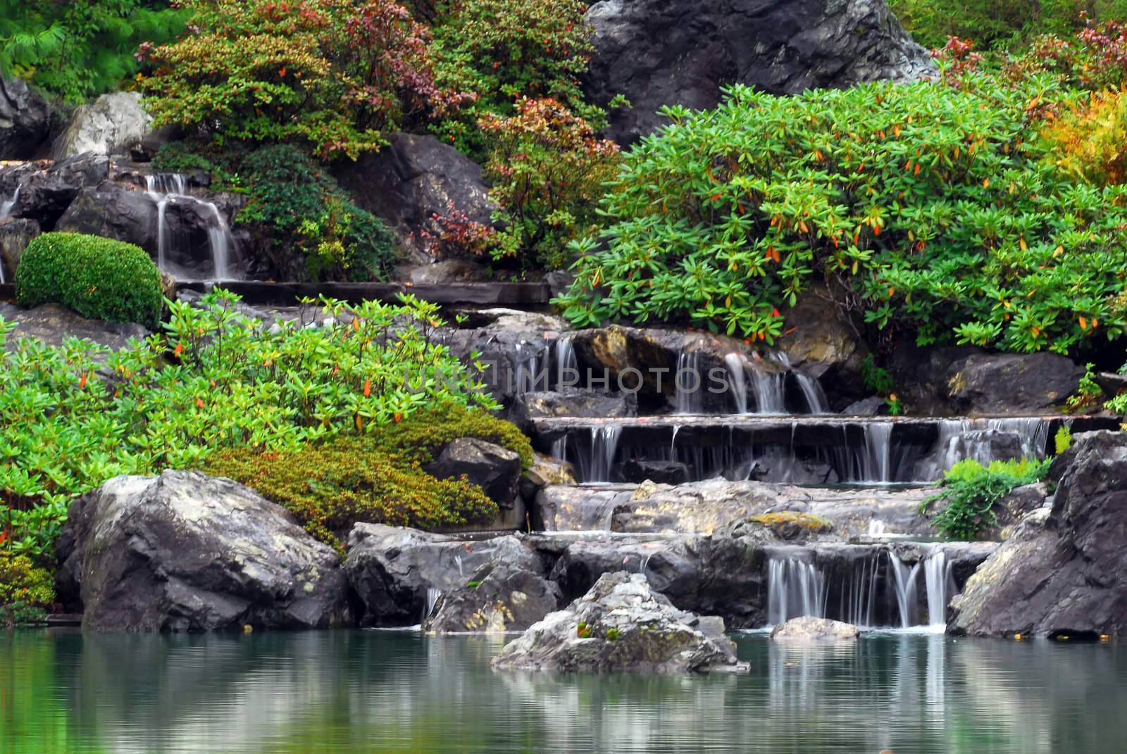 Picture of some small waterfall at a Japanese Garden