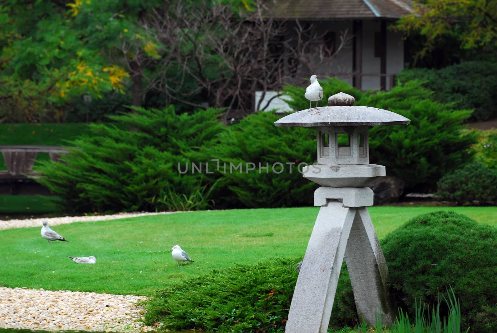 Picture of a Japanese Sculpture in a Garden