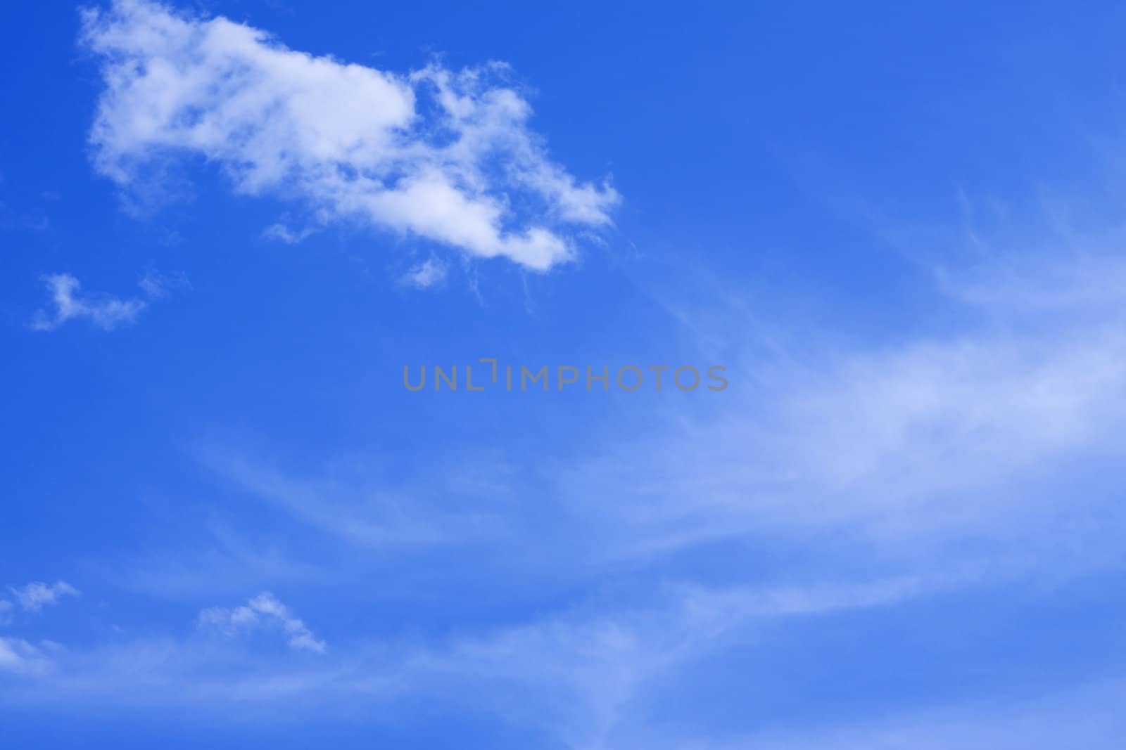 the blue sky and soft white clouds