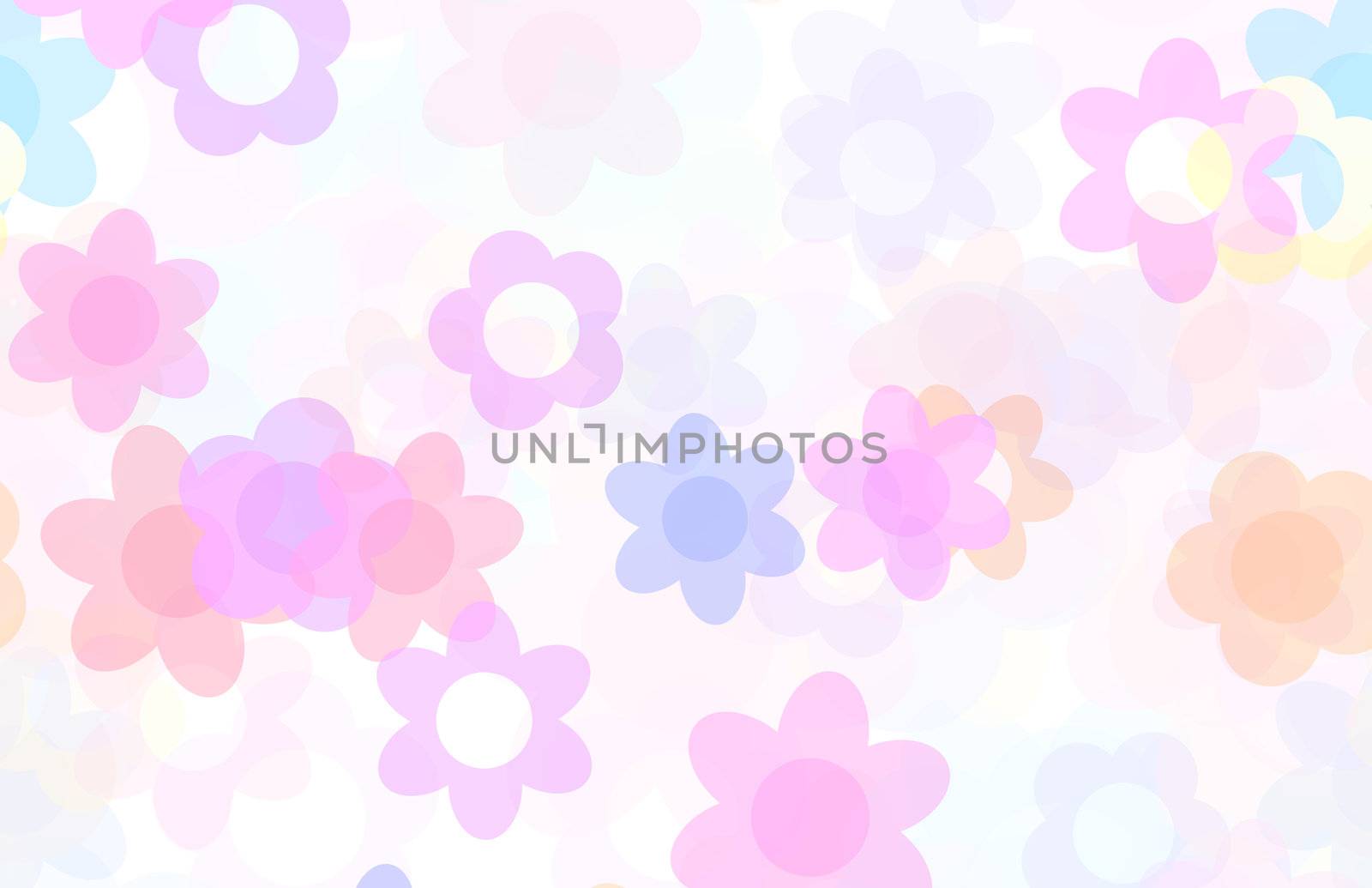Cute Cartoon Flowers Background with Floral Art