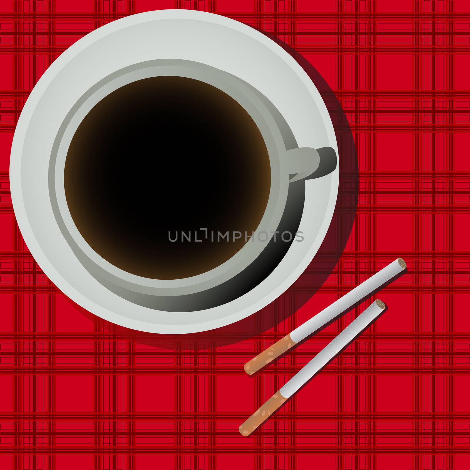 Cofee cup and cigarettes illustration