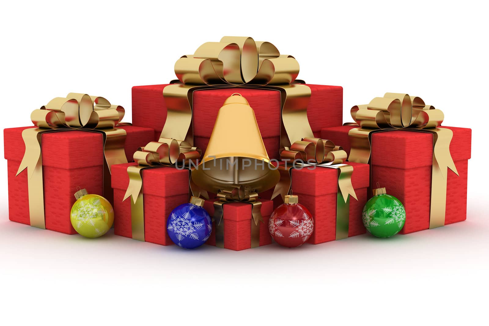 Gift boxs on white background. 3D image.