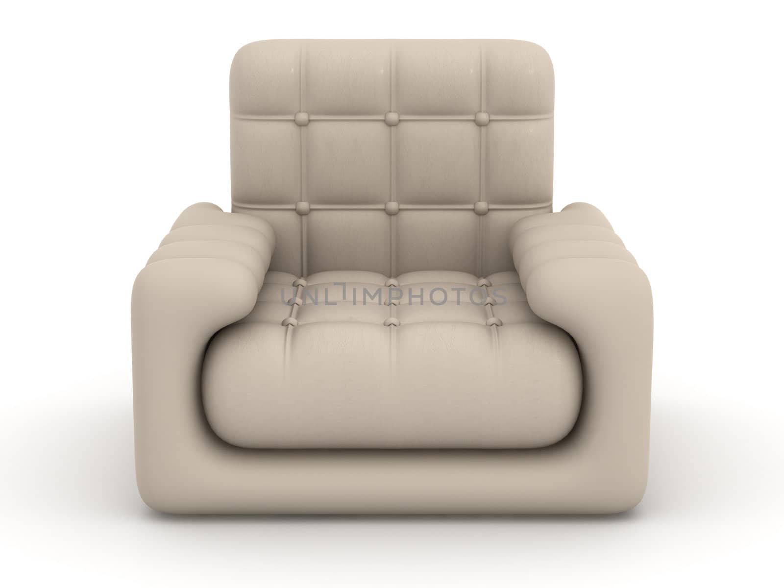 leather armchair on a white background. 3D image.