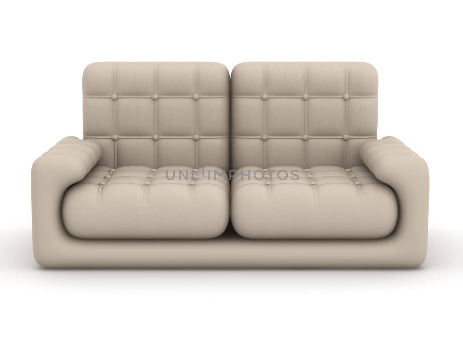 Isolated leather sofa. An interior. 3D image.
