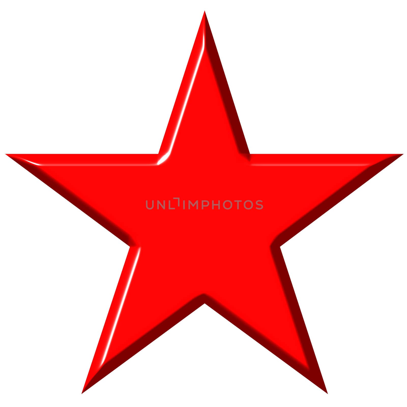 3d communist red star isolated in white