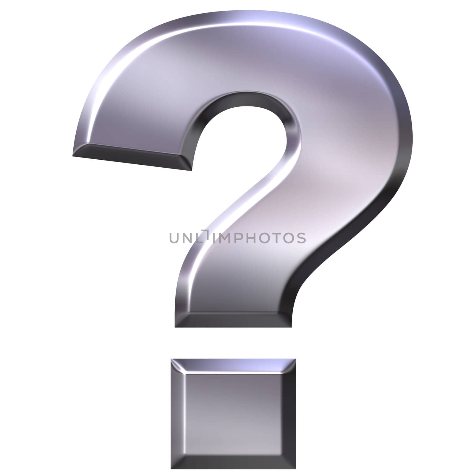 3d silver question mark isolated in white