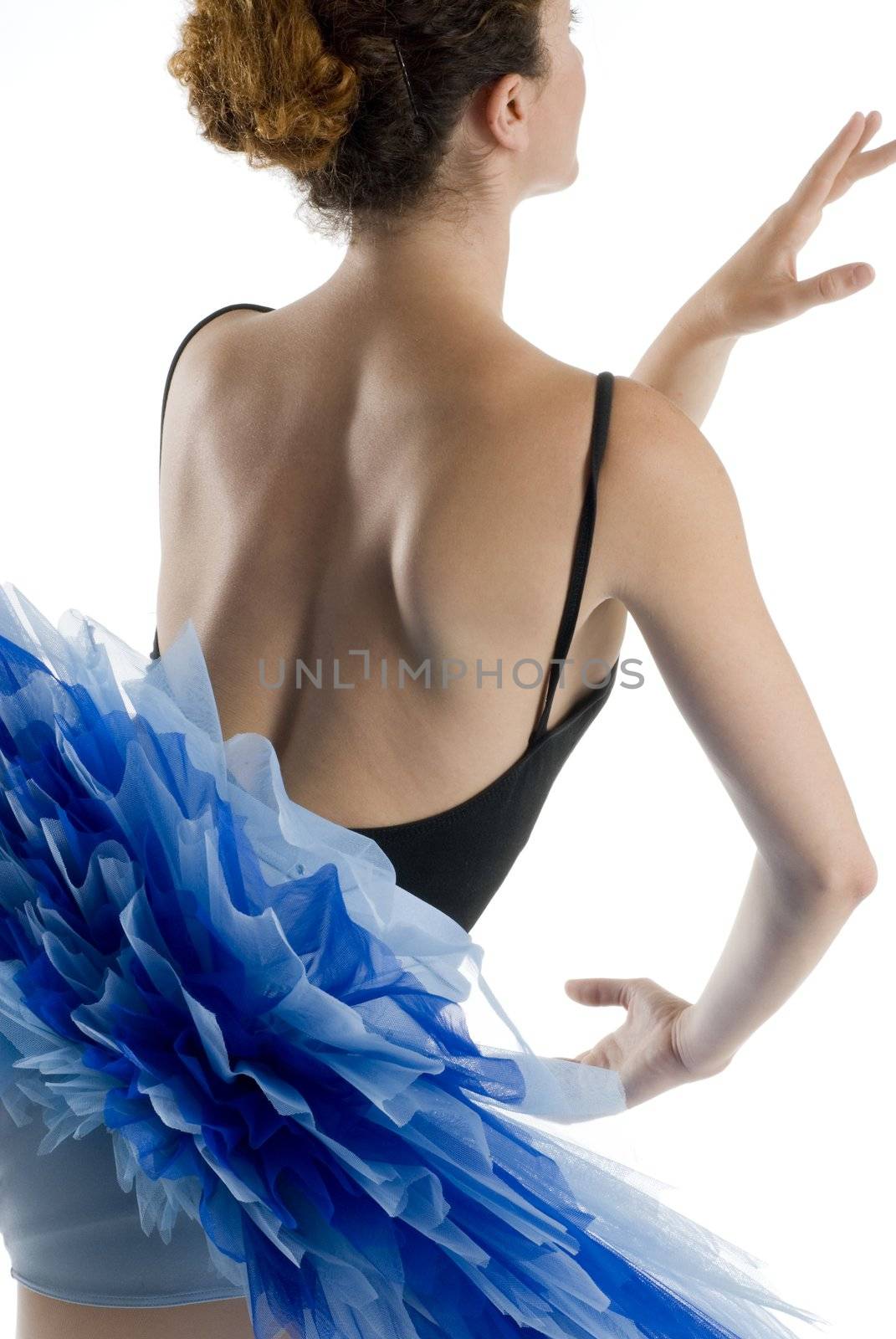 dancer i blue tutu dancing in pointe