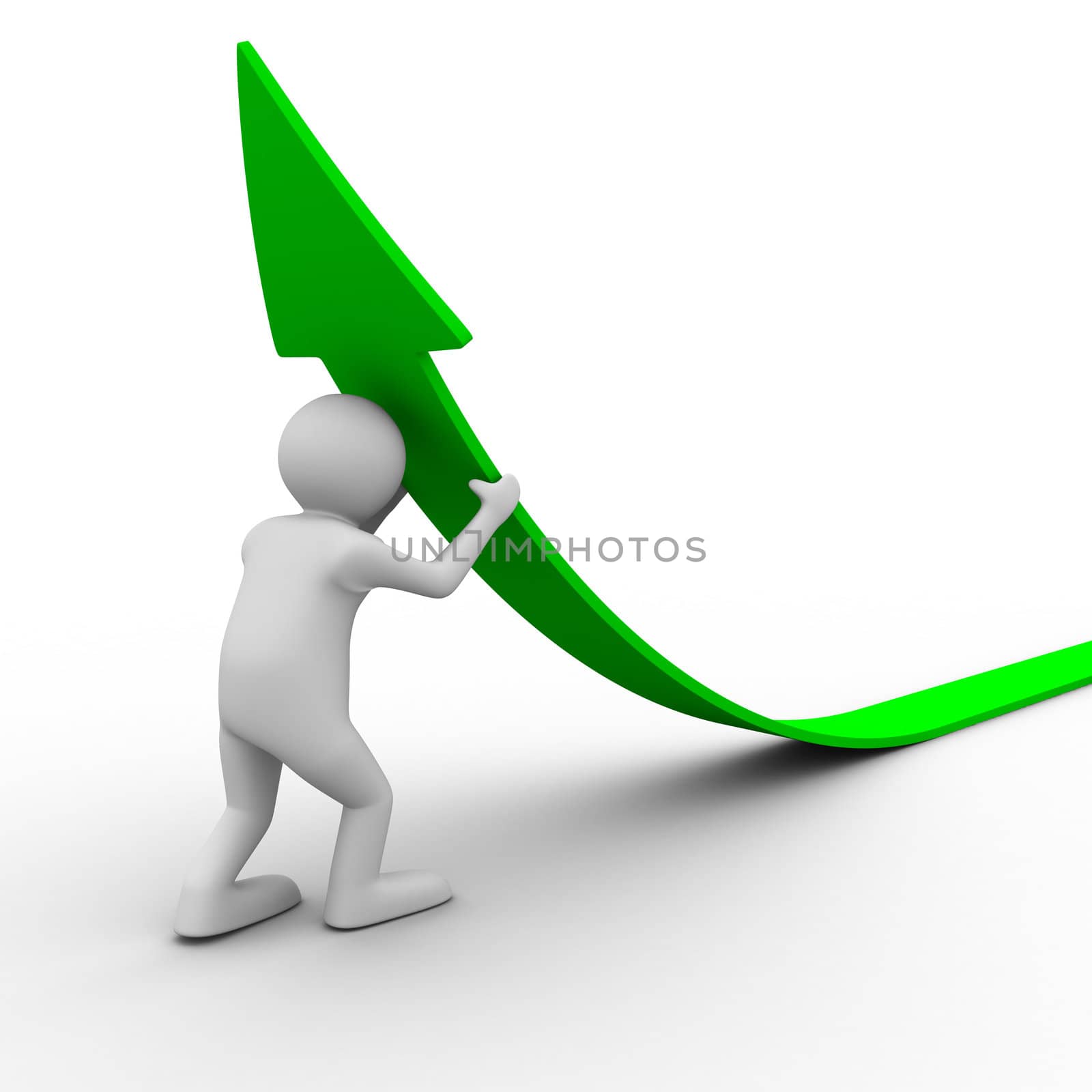 man climb red arrow. Isolated 3D image