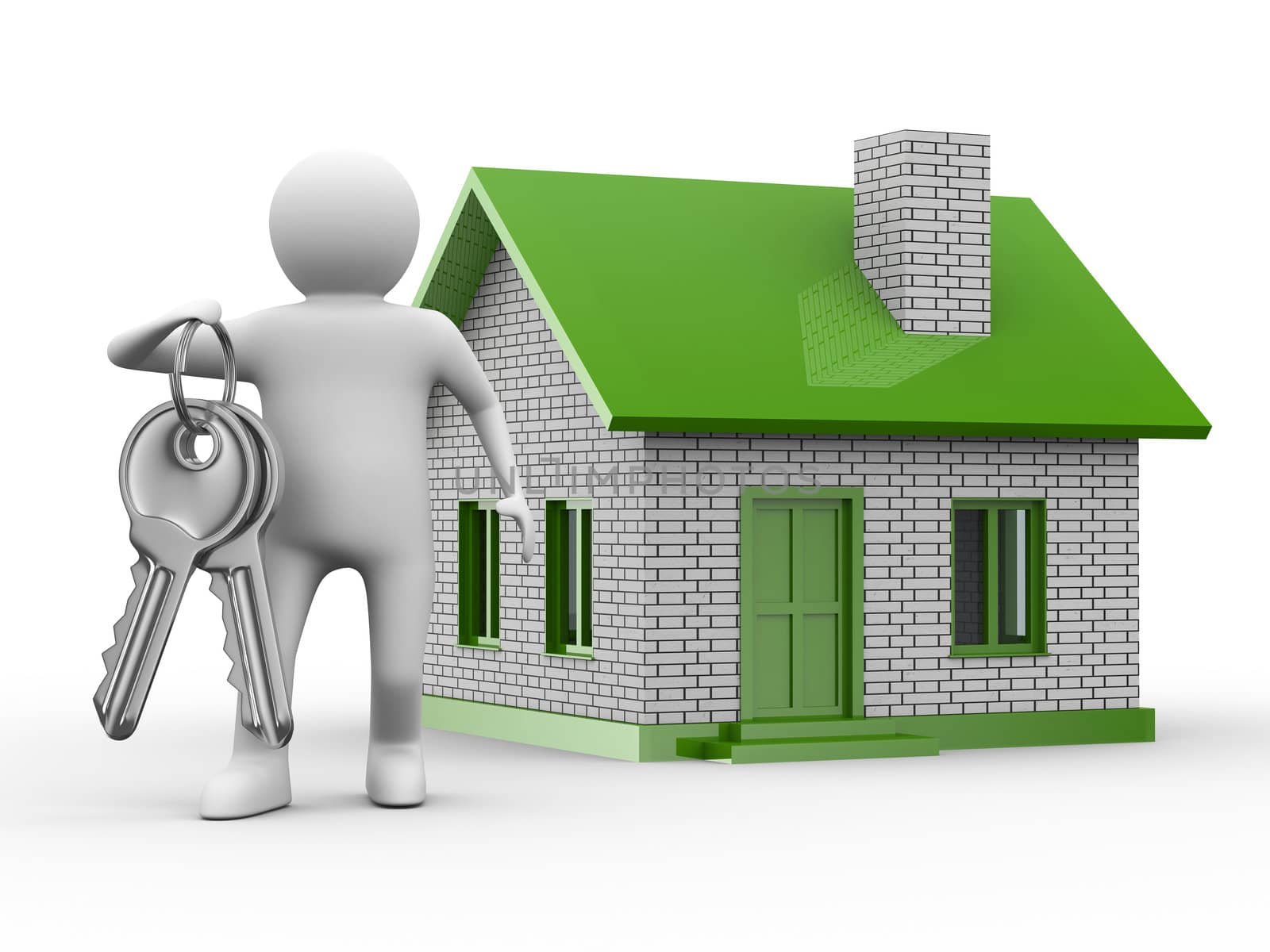 Presentation of new house. Isolated 3D image