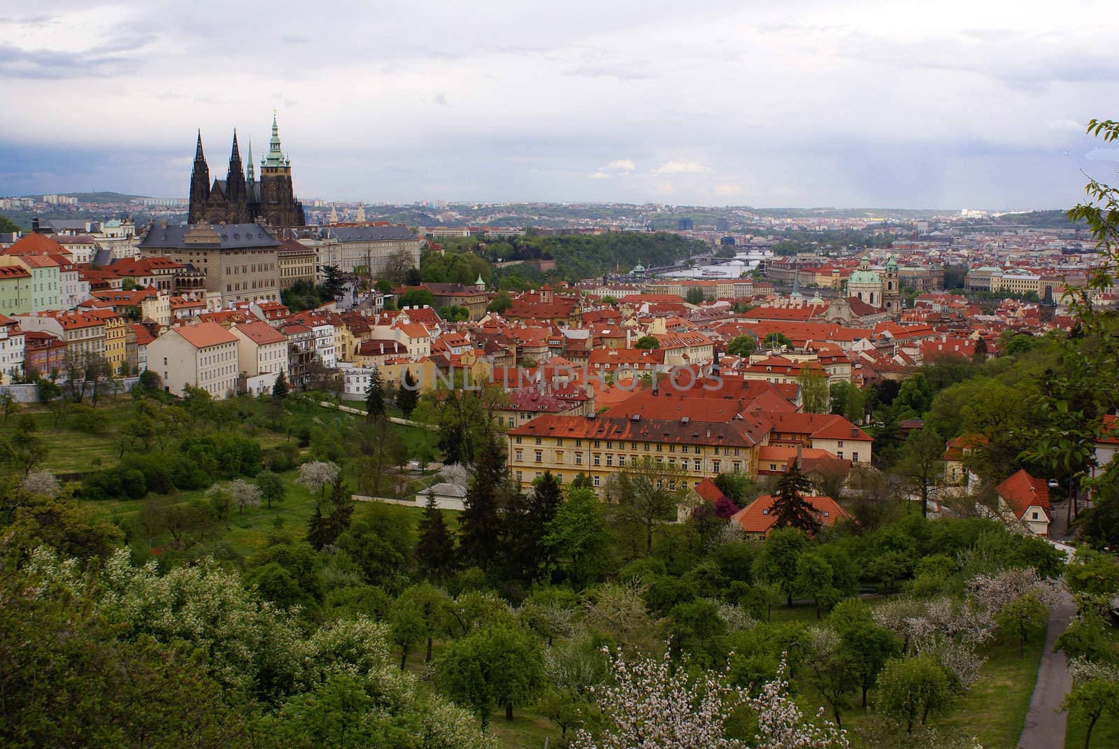 A view of Prague on an overcast day in May.