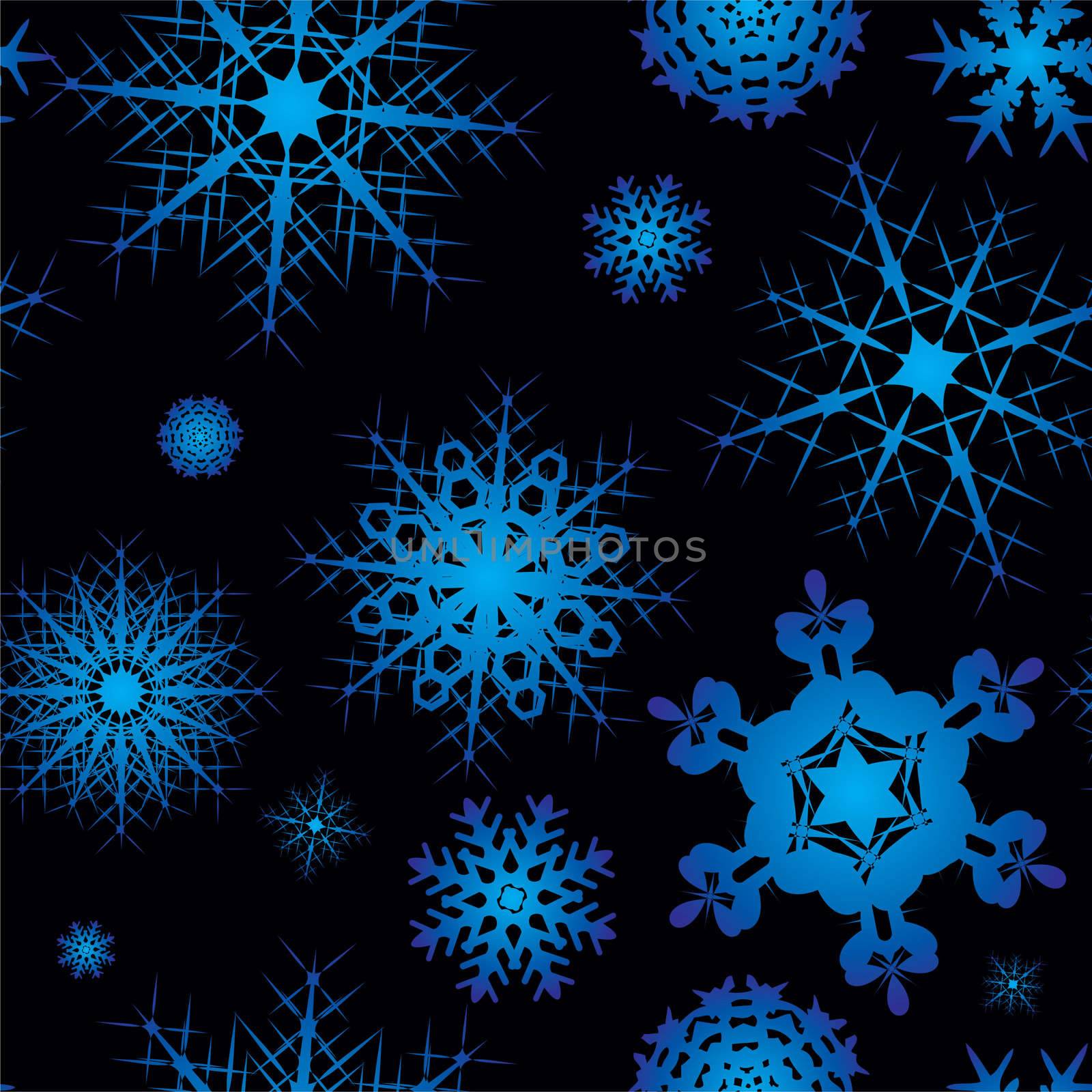 Snowflake background design in blue and black with no join