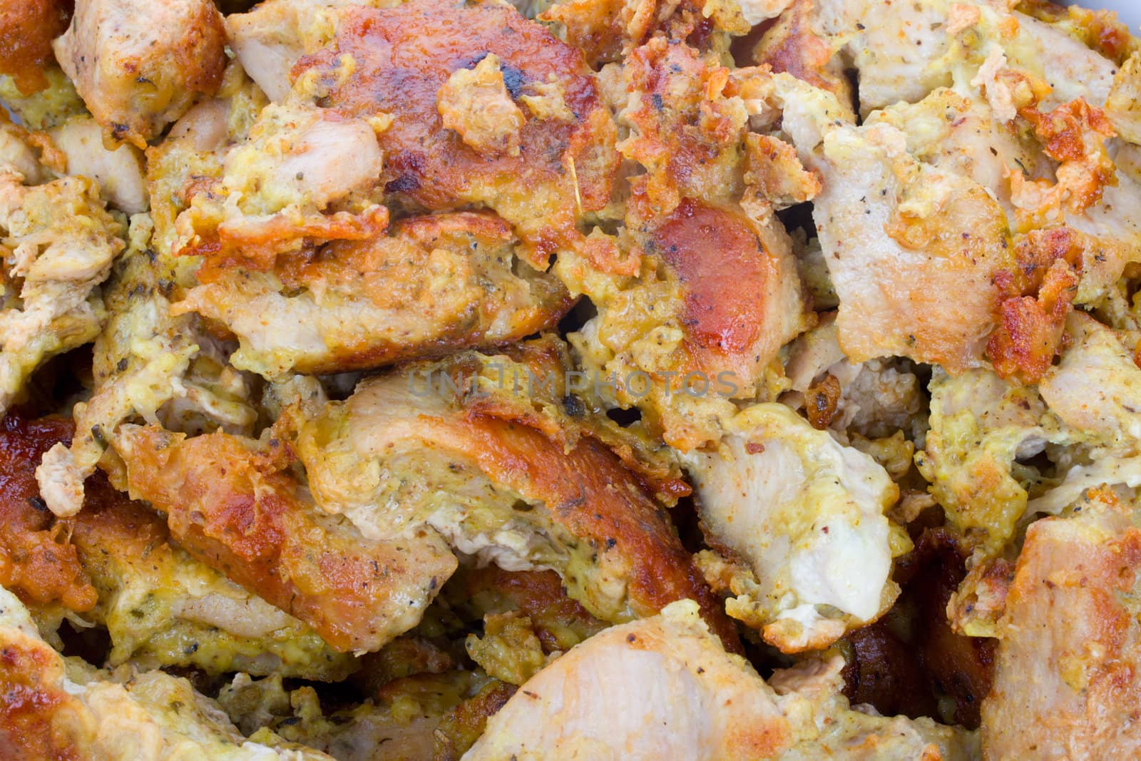 close-up fried chicken meat