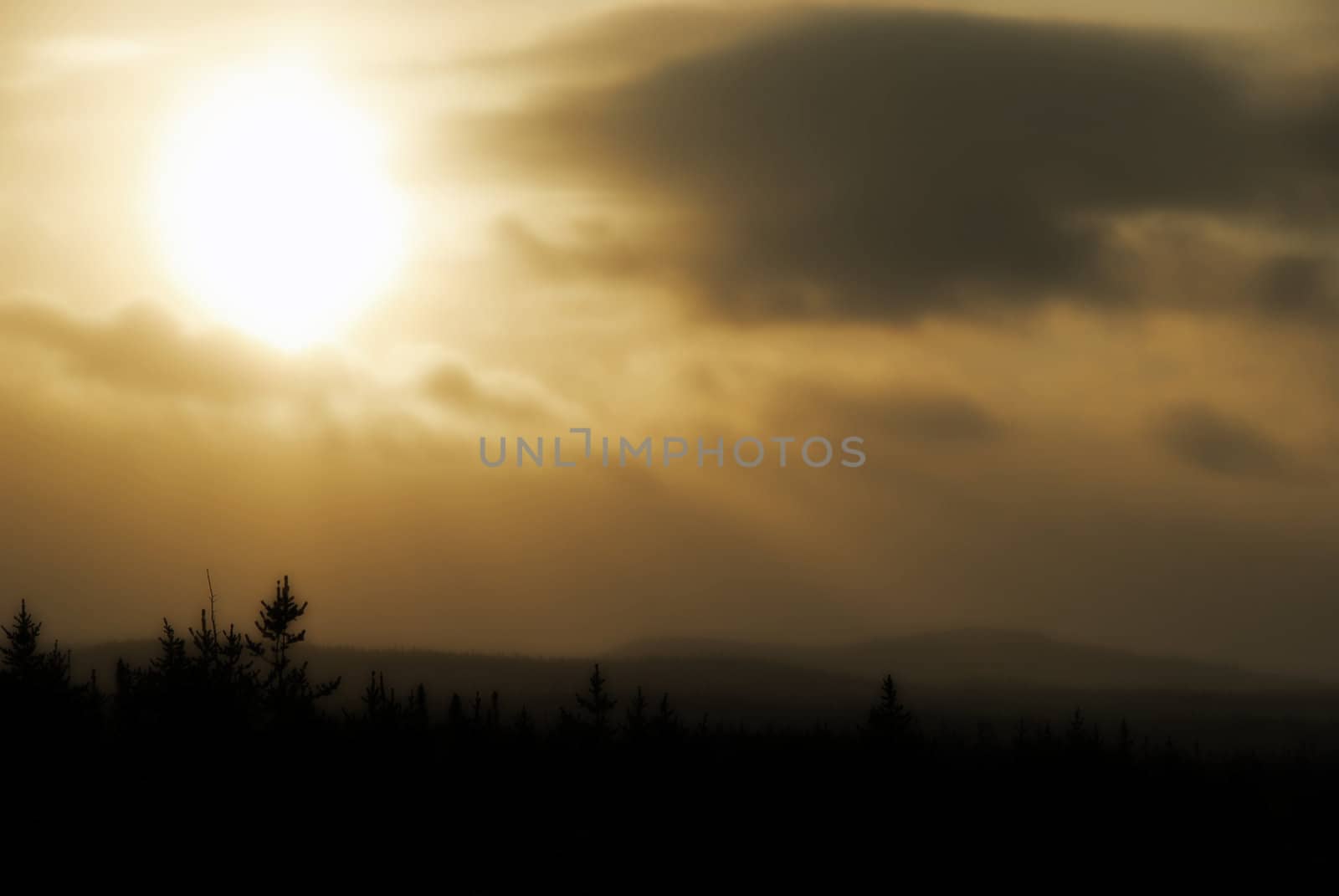 A sunset of a very cold day in northern Canada