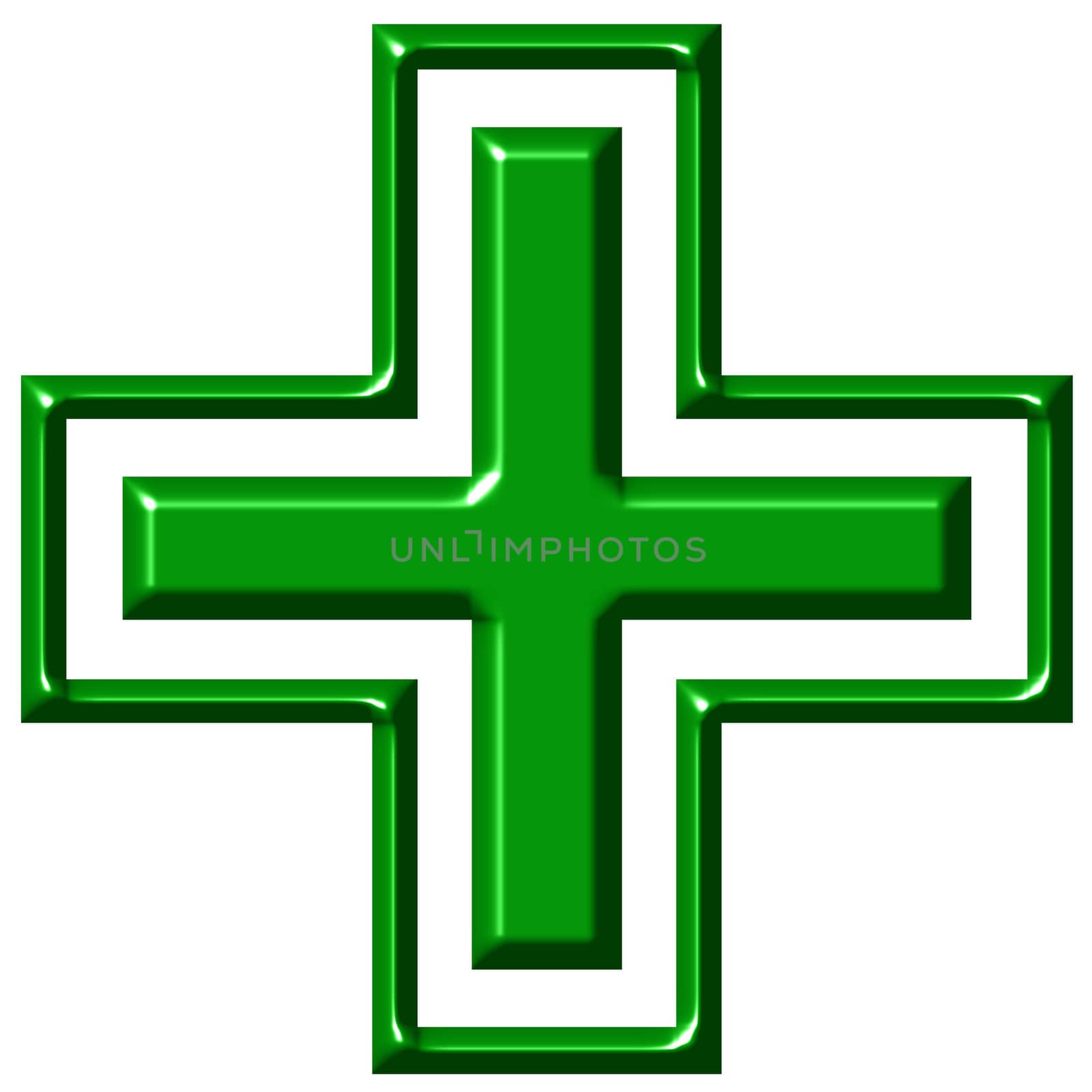 3d pharmacy cross isolated in white