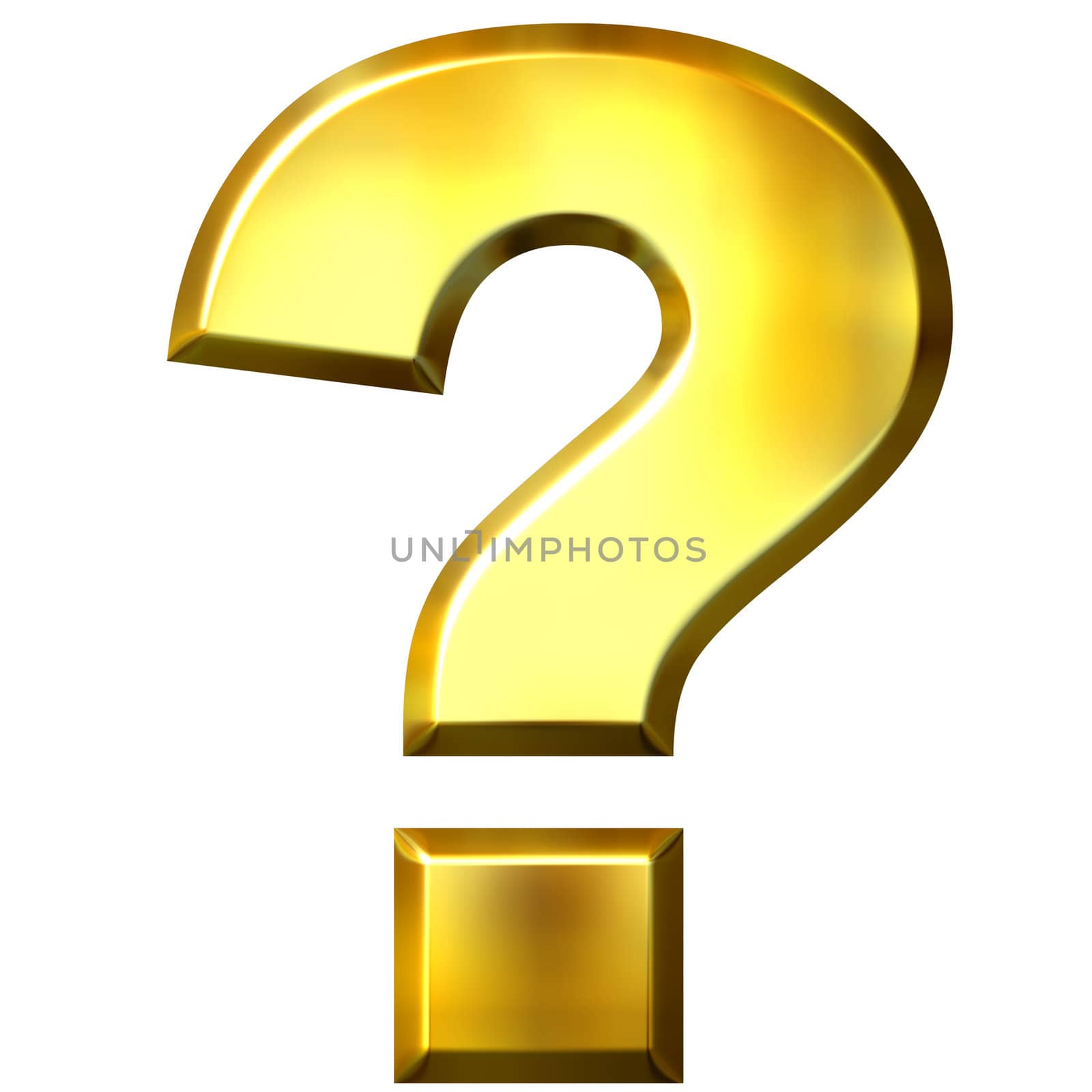 3d golden question mark isolated in white