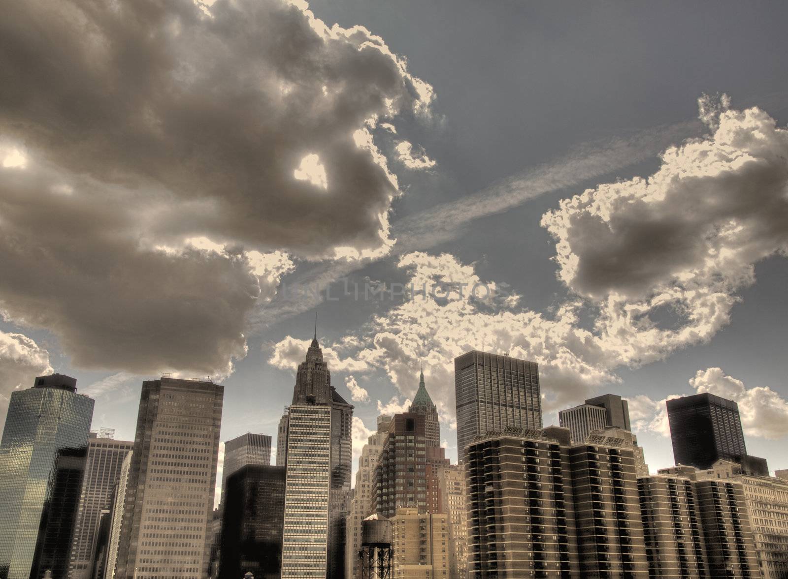 A cityscape picture in a cloudy day.