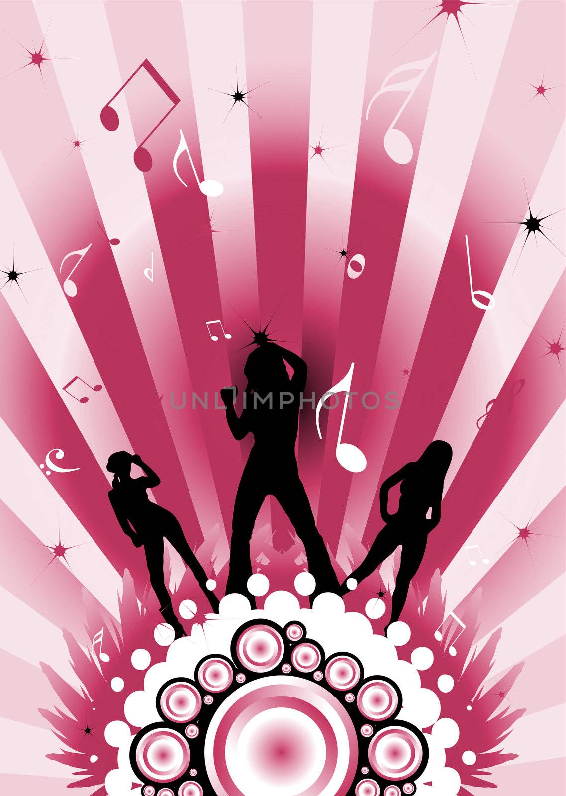 modern dancing image with three sexy women silhouettes