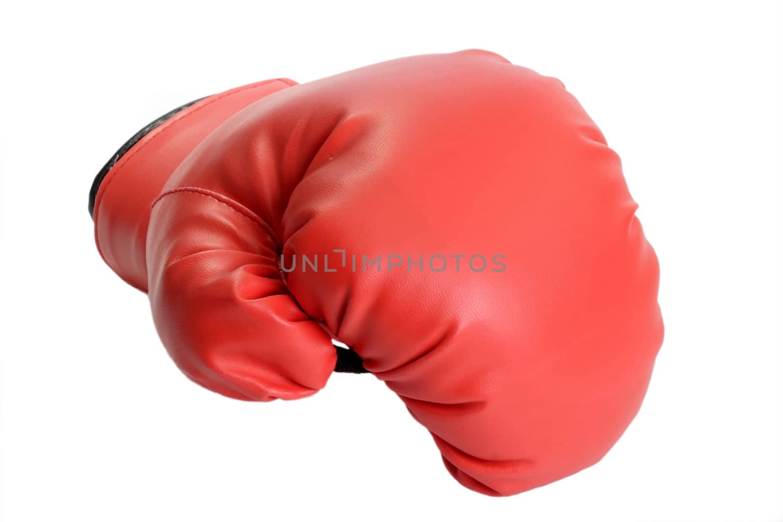 One red boxing glove isolated on white background