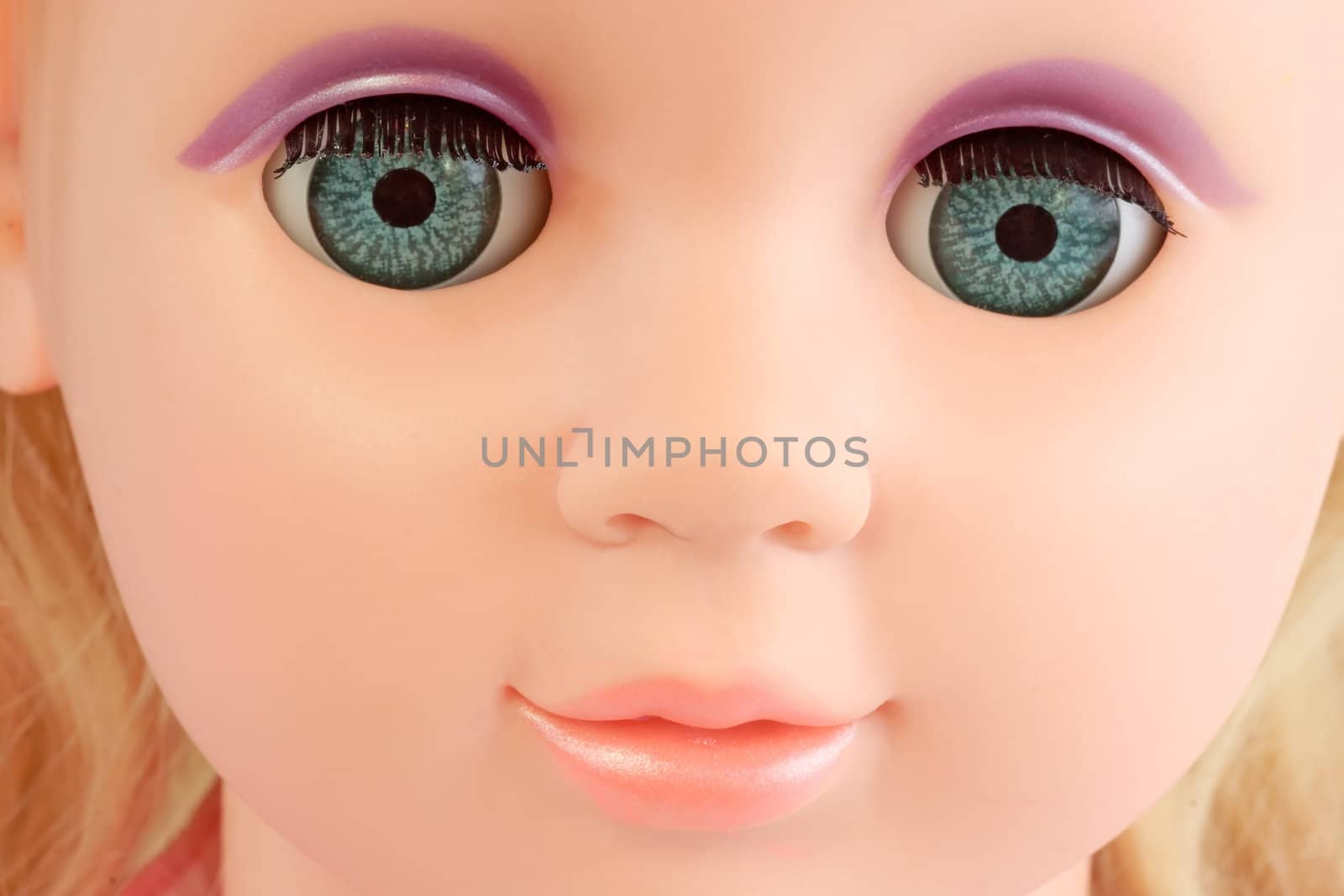 Detail from a doll face. Shot in Studio