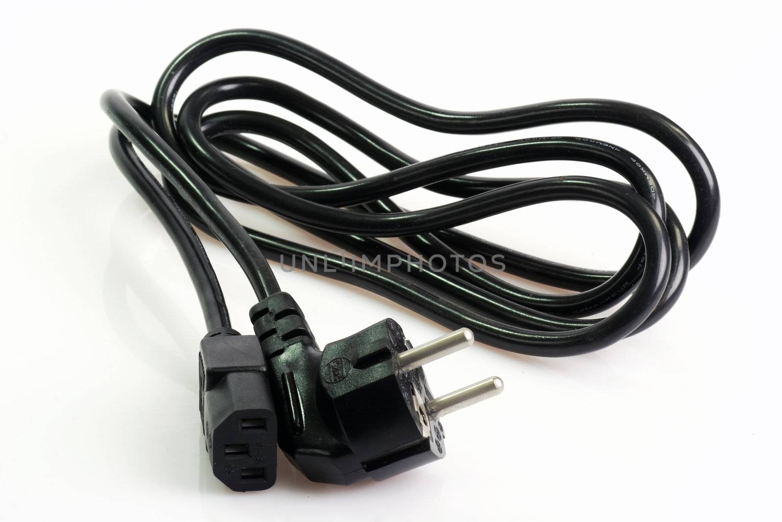 Electric cable for AC Adaptor set on bright background