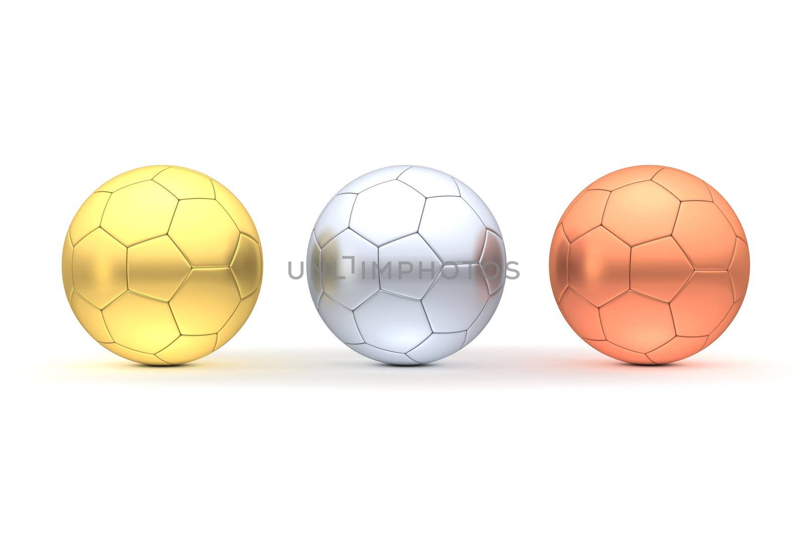 Three Footballs in a Row - Gold, Silver, Bronze by PixBox