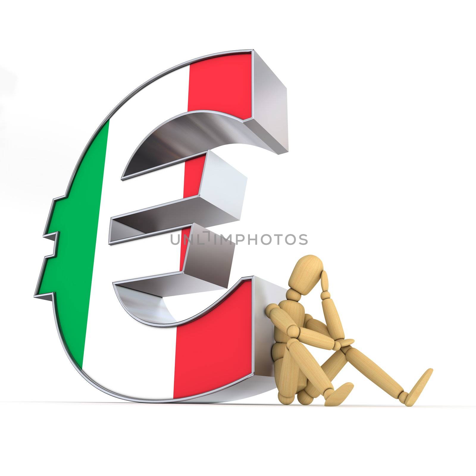 Doll Sitting At Italian Euro Sign by PixBox