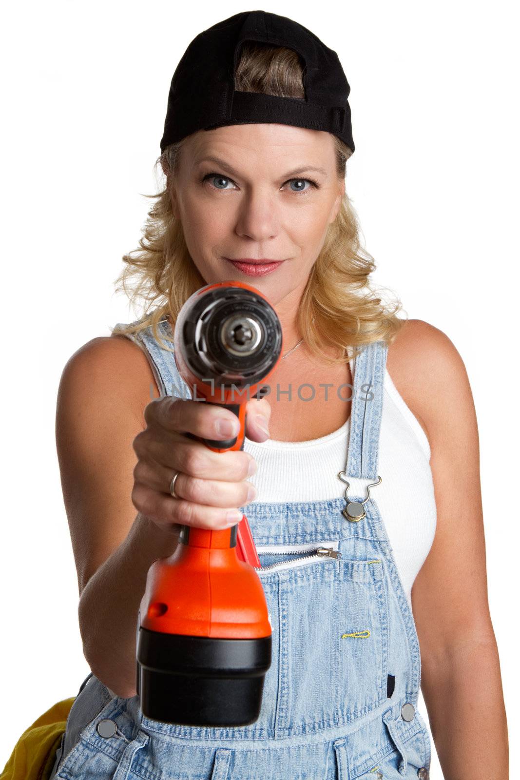 Woman holding cordless drill