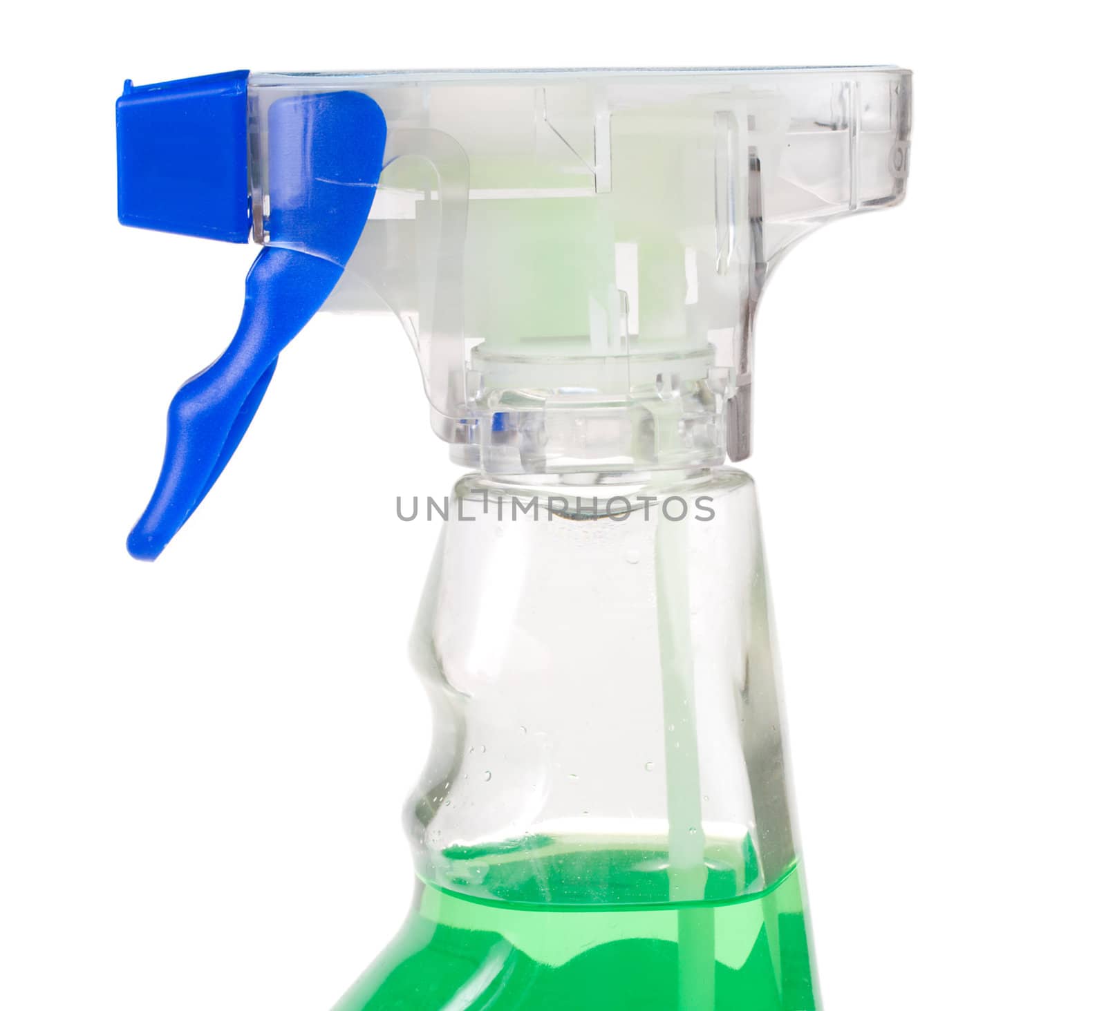 close-up spray bottle, isolated on white