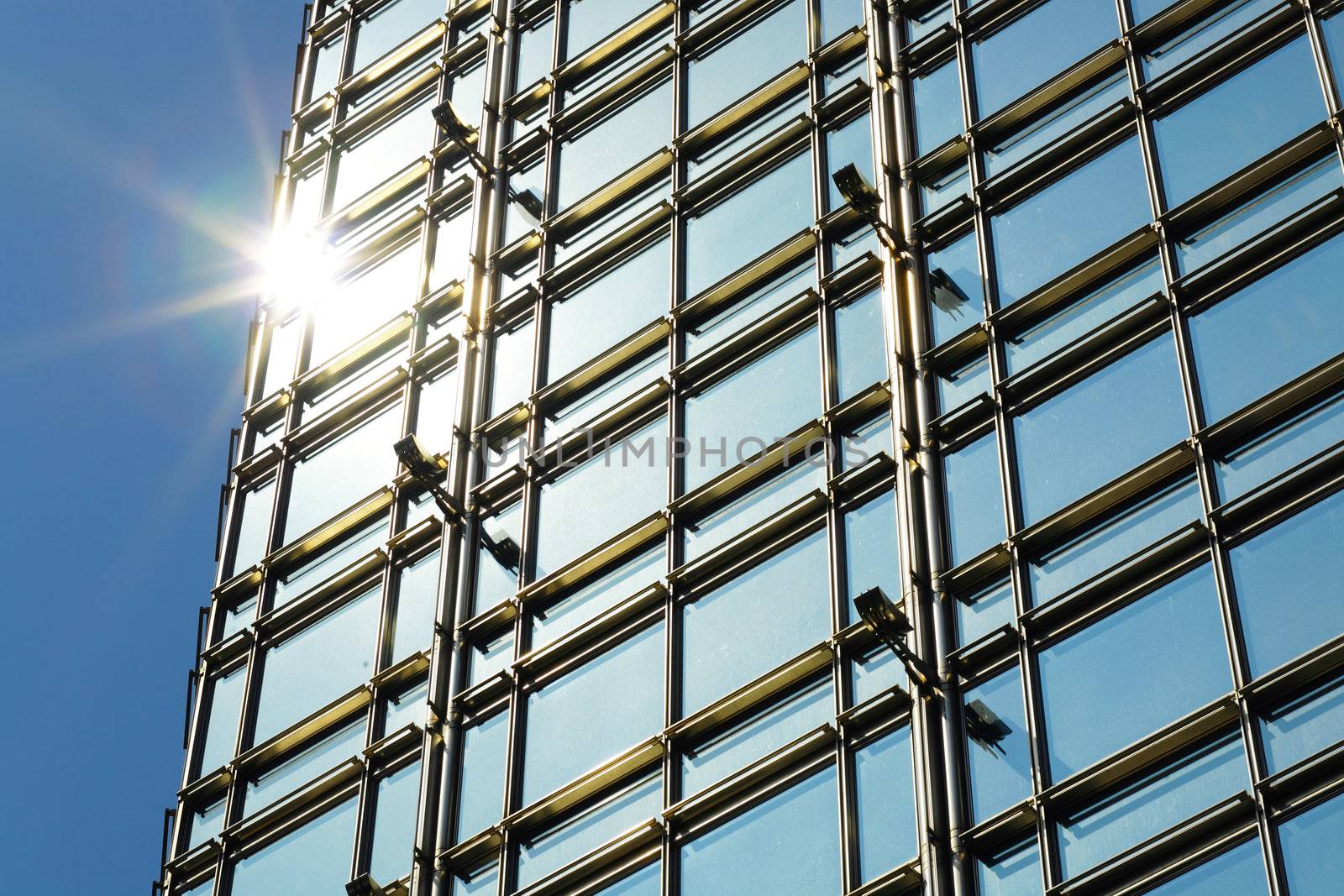 modern business building exterior with sun light