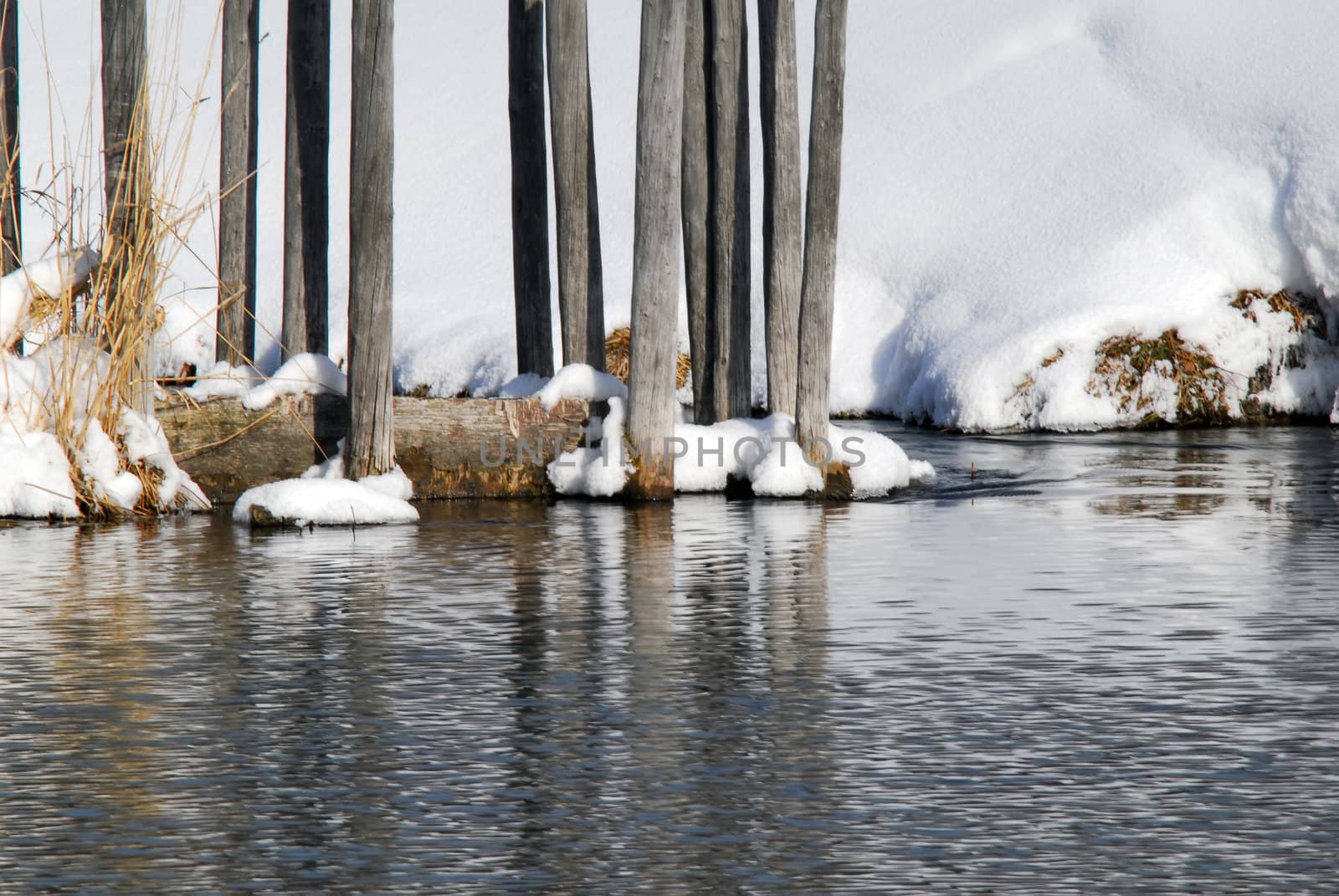 Small lake in winter by nialat