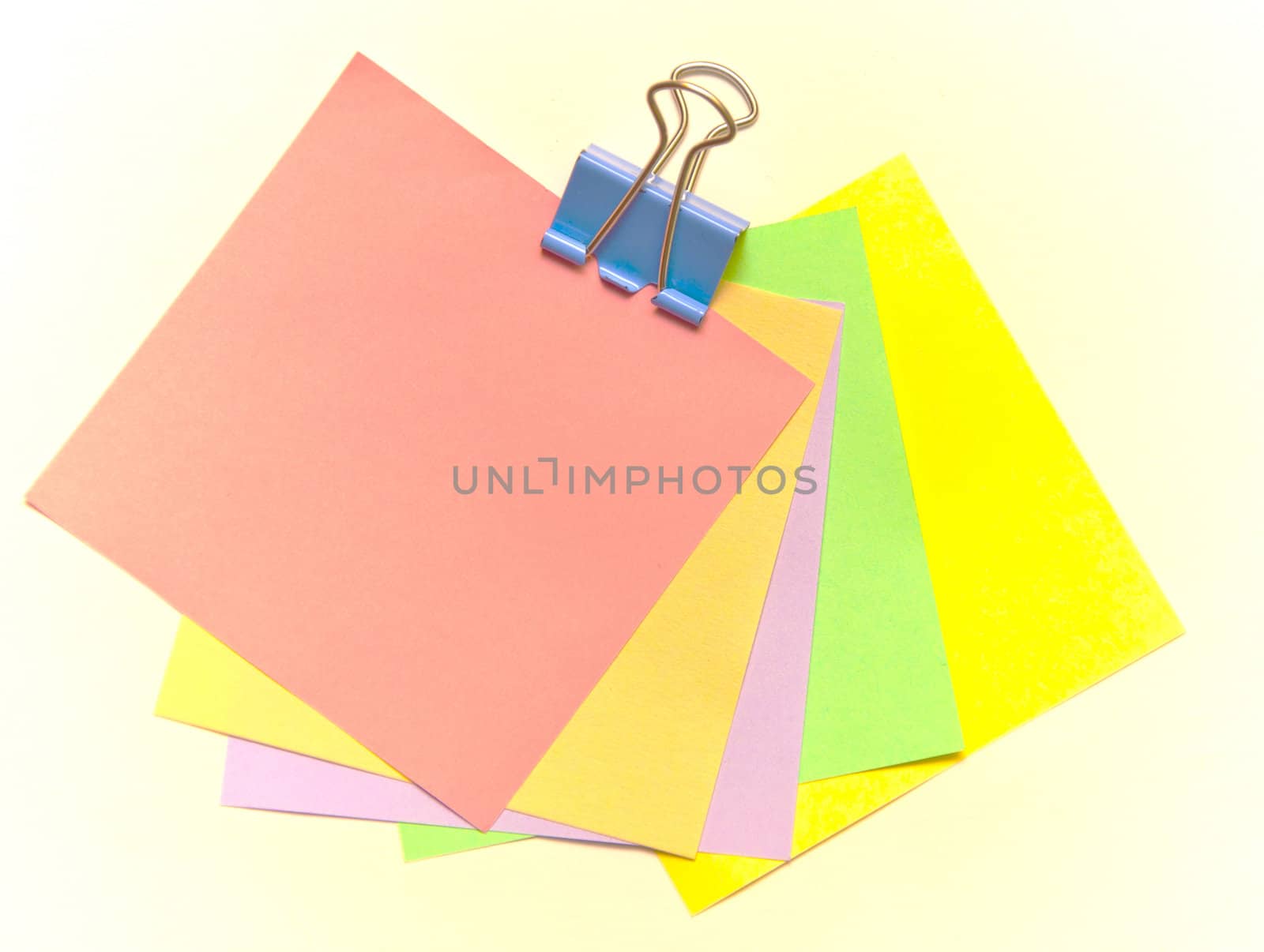 Colour leaves for records with metal clip for papers