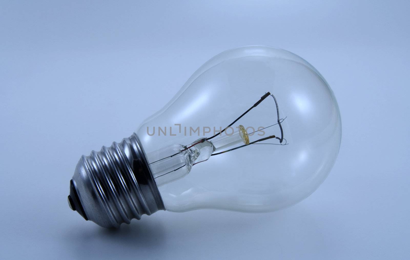 Blue tinted image of electric bulb