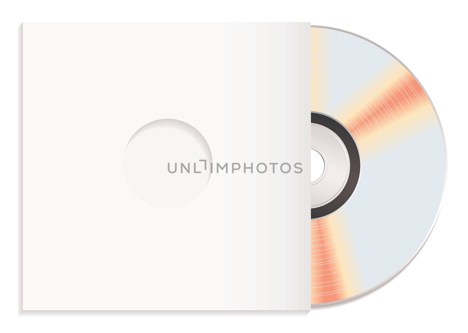 Shiny silver cd with red reflection and white compact disc cover