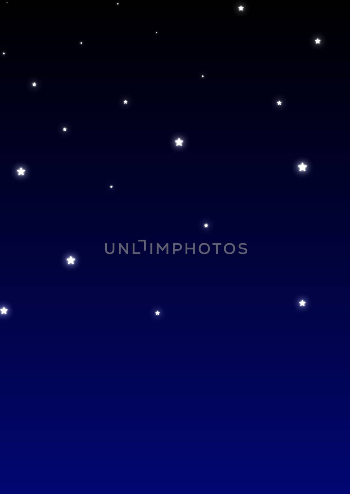 Glowing stars over a gradient blue and black background