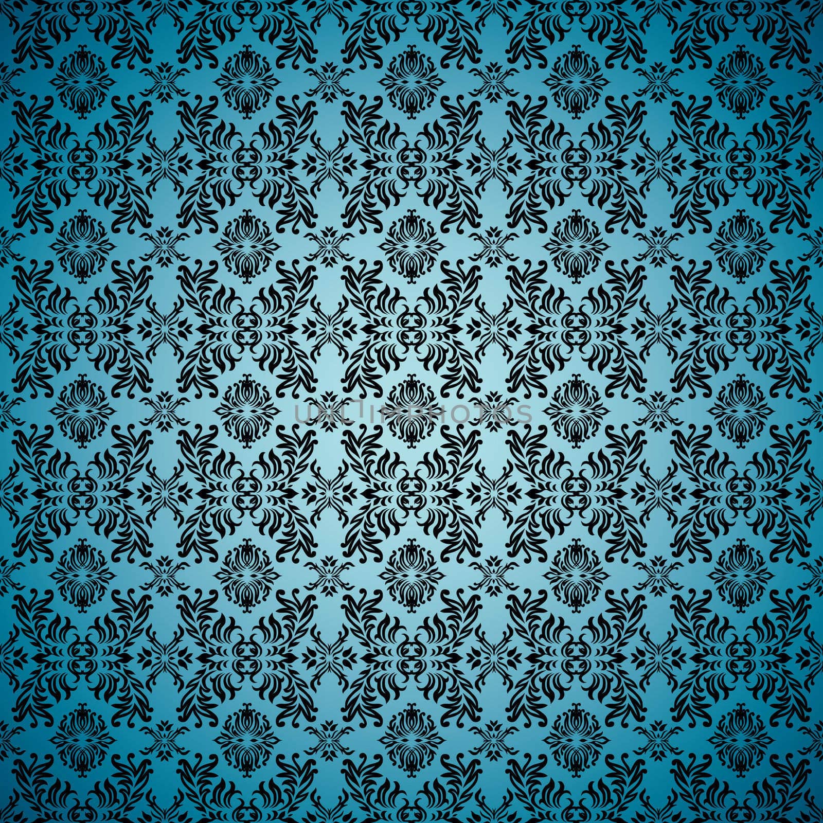 Blue seamless wallpaper background with tile gothic pattern