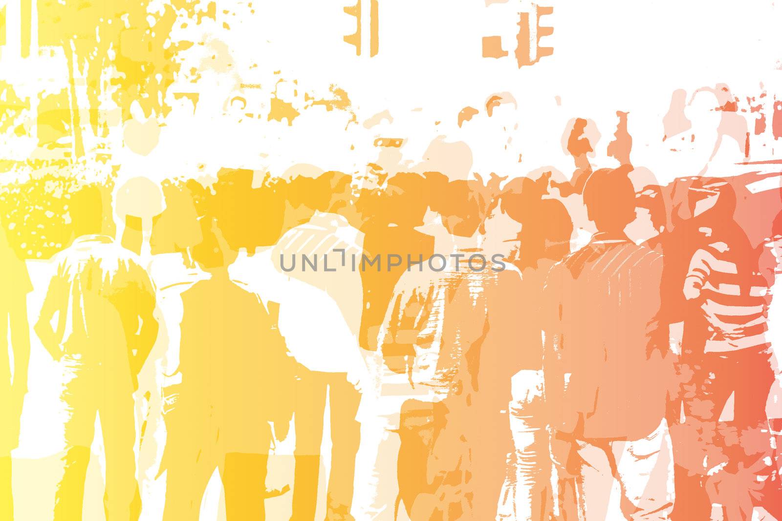 Crowd Abstract Background in Colors and White