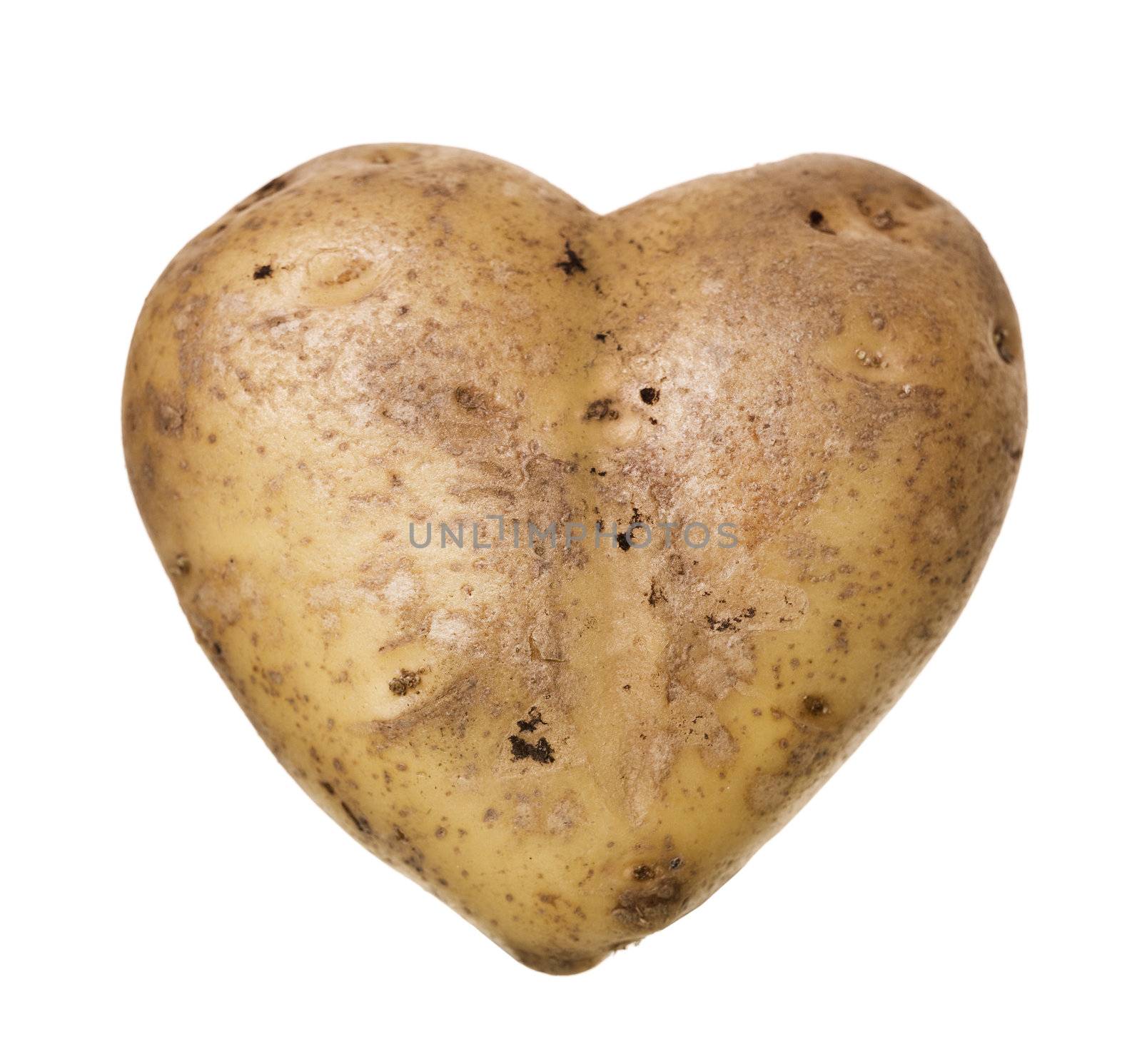 Heartshaped Potato isolated on white background