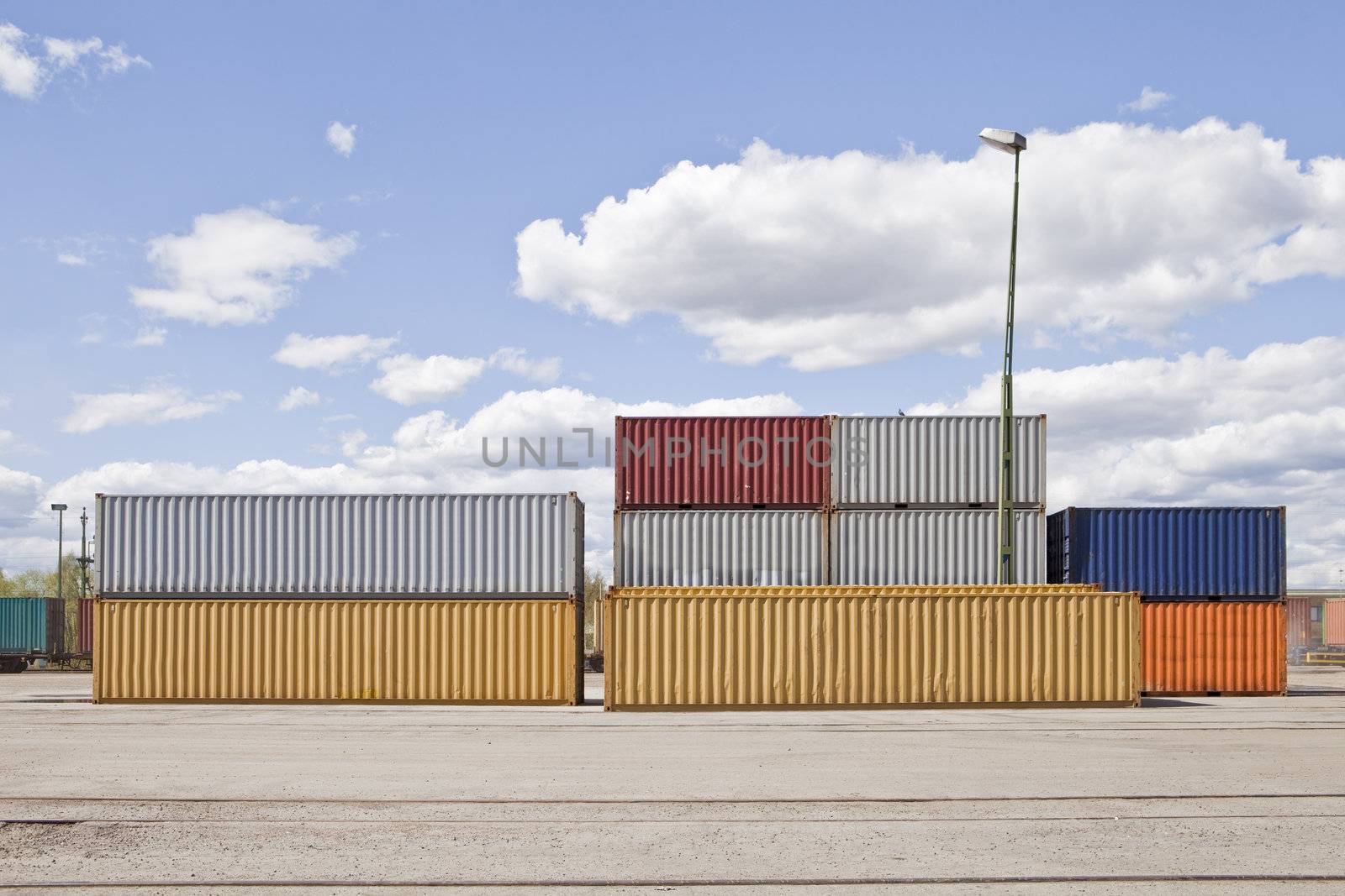 Cargo containers waiting to be loaded