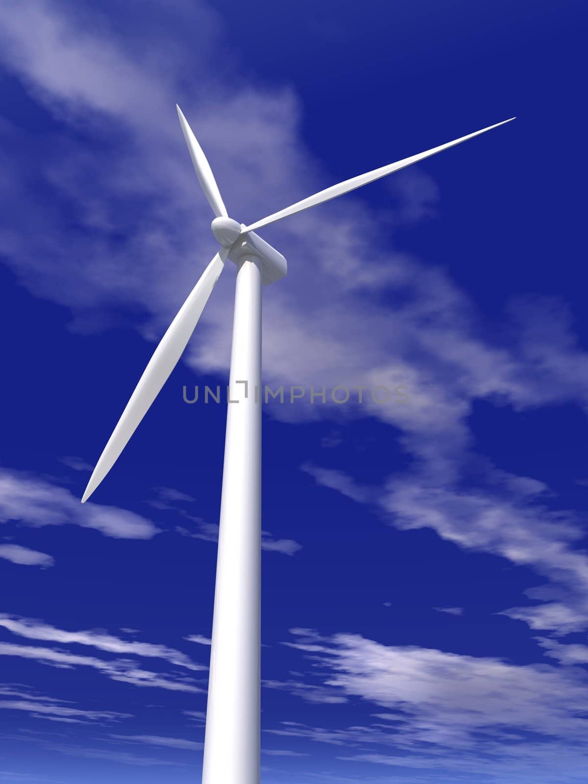 a 3d rendering of a wind turbine