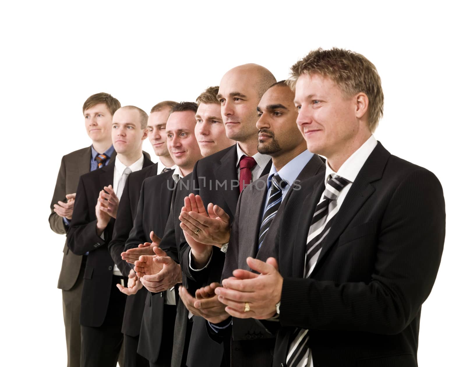 Business men clapping hands by gemenacom