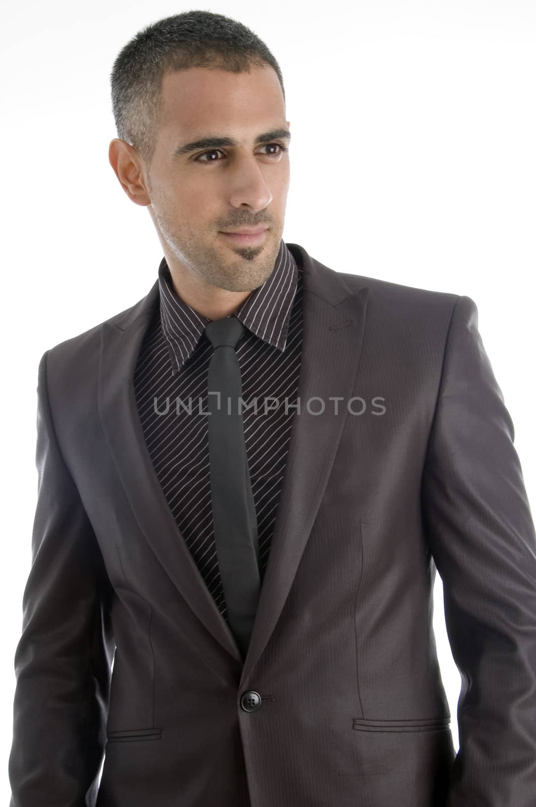 handsome young businessman with white background