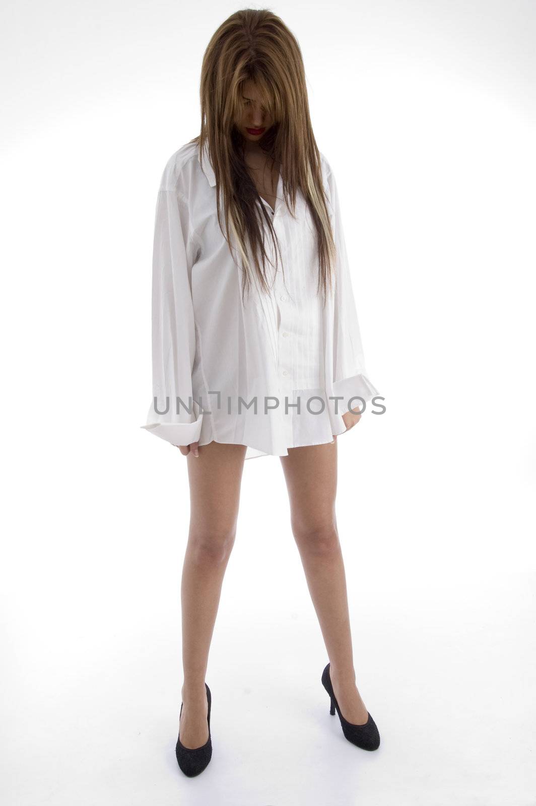 sexy gorgeous female with white background
