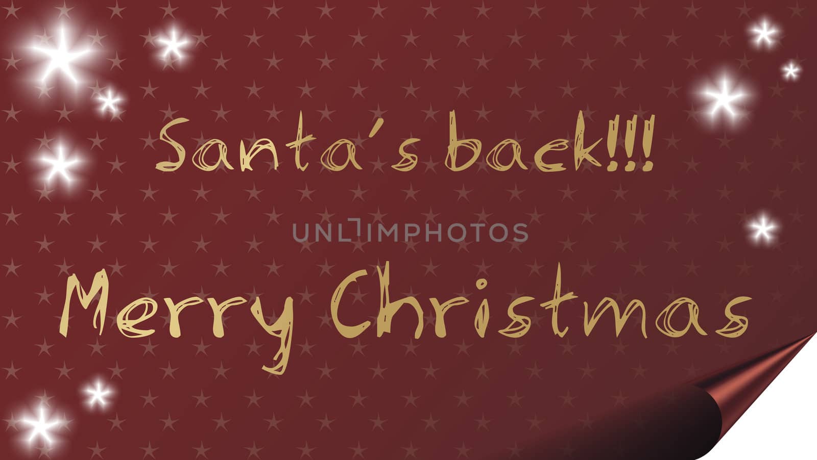 Santa's back!- Christmas card background with stars.
