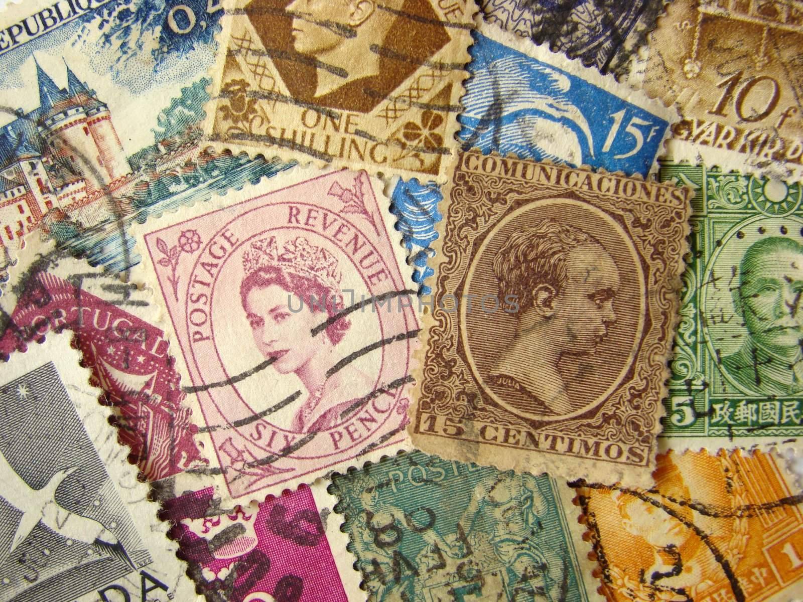 Old postage stamps from the entire world                              
