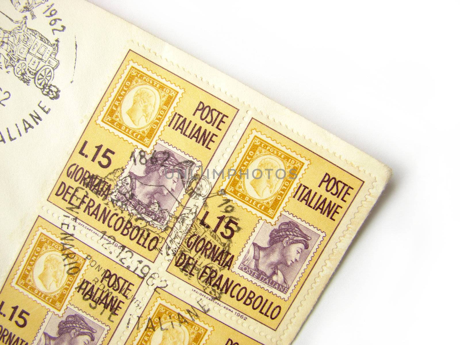 Italy postage stamps on envelope by Flaps