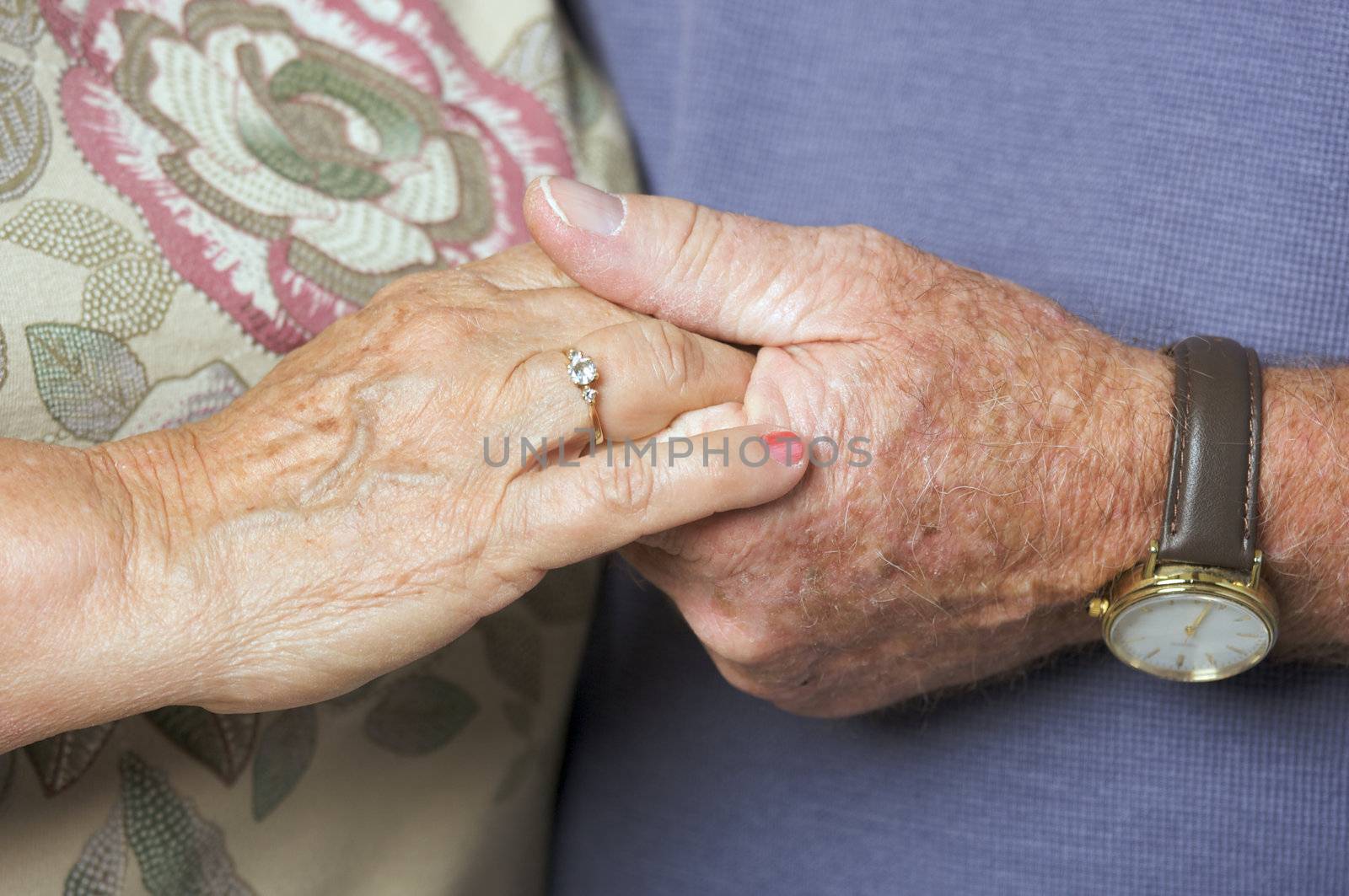 Happy Senior Adult Couple Holding Hands