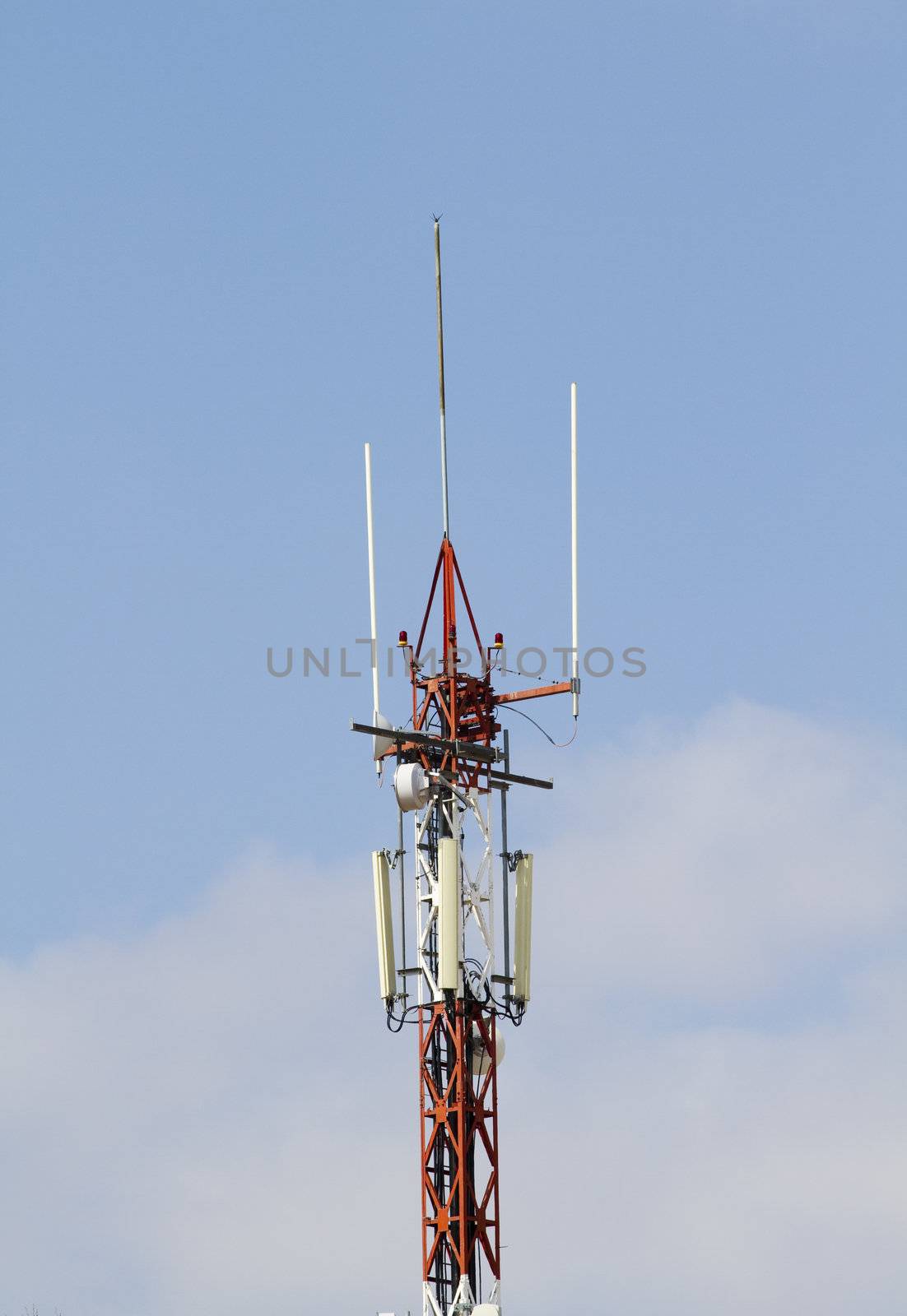 Closeup of communication tower